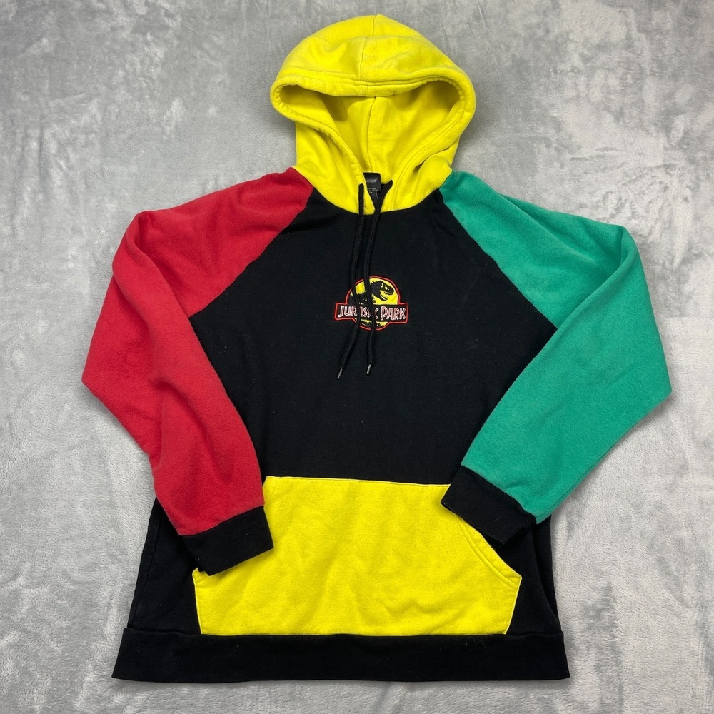 Jurassic World Dominion Hoodie Women Large Multi Patch Logo Pullover Drawstring